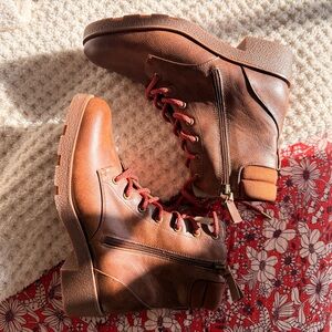 Dr. Scholl's Brown Lace-Up Boots with Red Accents